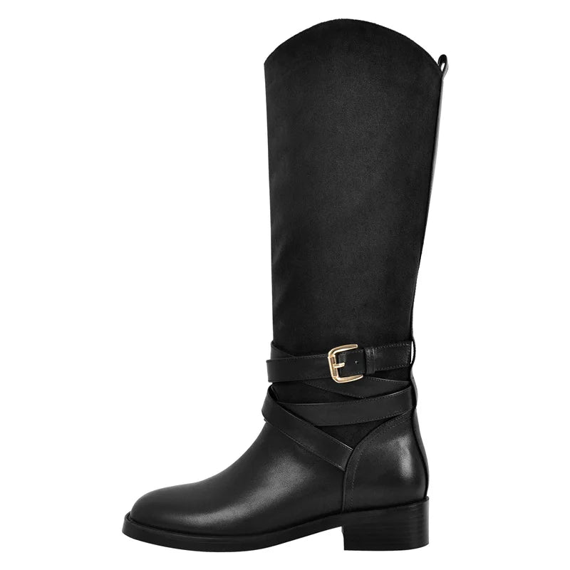 Onlymaker Women Round Toe Casual Knee Length Boots Classic Fashionable Winter Boots
