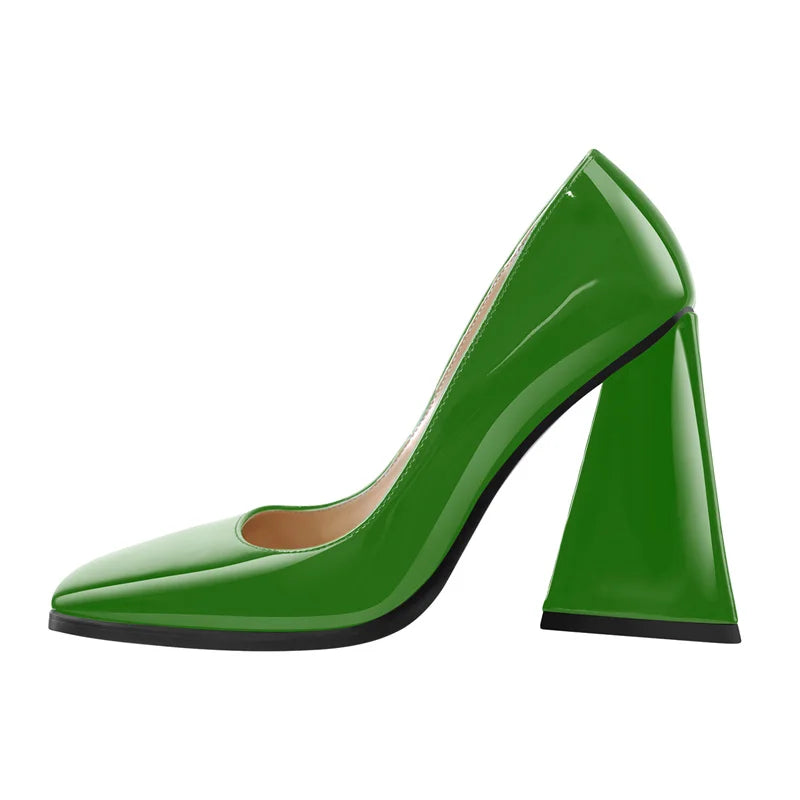 Women's Pumps Square Toe Triangle Block High Heels Black Nude Fashion Office Party Dress Big Size Pumps