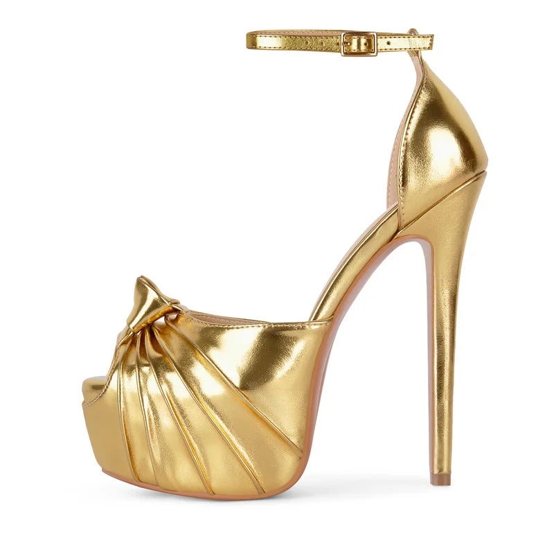 Women's Peep Toe Platform Heel Thin High Heels Sexy  Party Dress Ankle Strap Stiletto Sandals