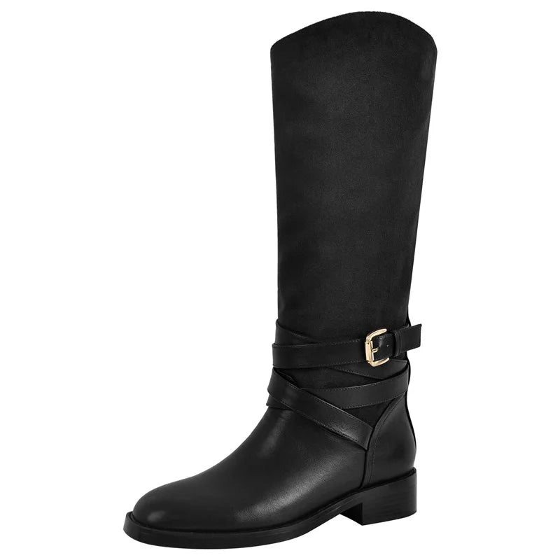 Onlymaker Women Round Toe Casual Knee Length Boots Classic Fashionable Winter Boots