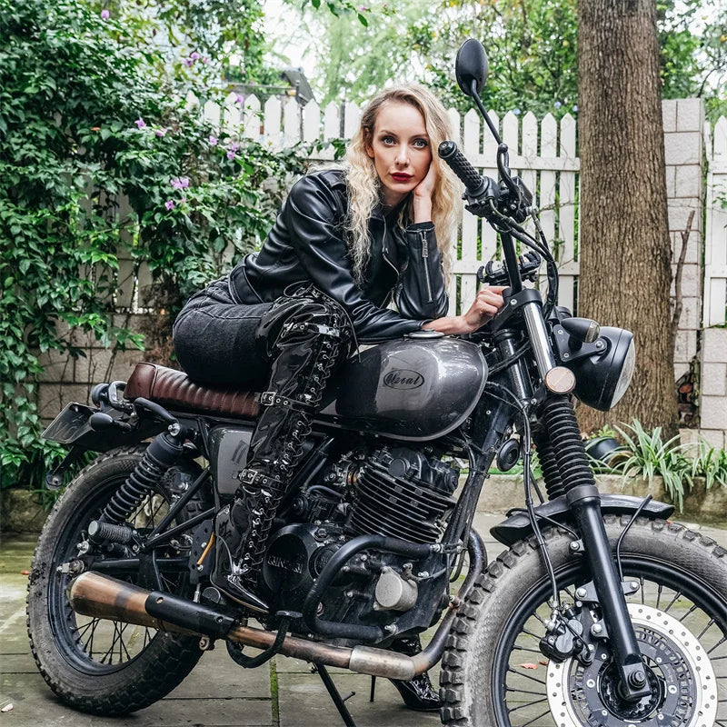 Onlymaker Women Pointed Toe Belt Buckle Over The Knee Boots Zipper Plus Size Sexy Patent Leather Wide Calf Thigh High Boots