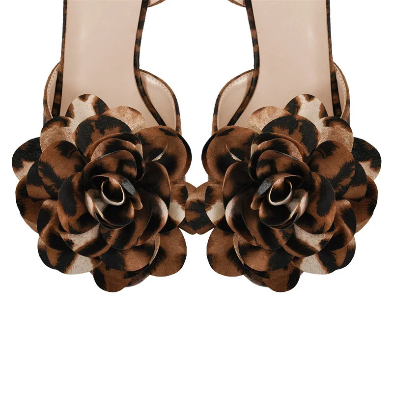 Women Peep Toe Flower Platform Chuncky Heel Ankle Buckle Strap Sandals Open Toe Plus Size  Sandals