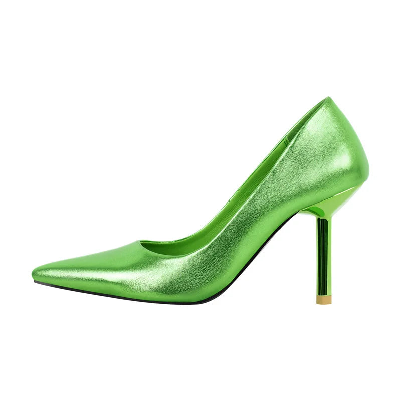 Women Pointed Toe Thin Heel Pumps Multicolor Fashion Slip On Stiletto Heels