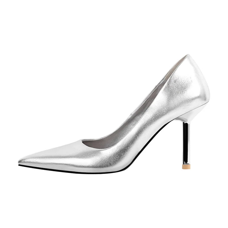 Women Pointed Toe Thin Heel Pumps Multicolor Fashion Slip On Stiletto Heels