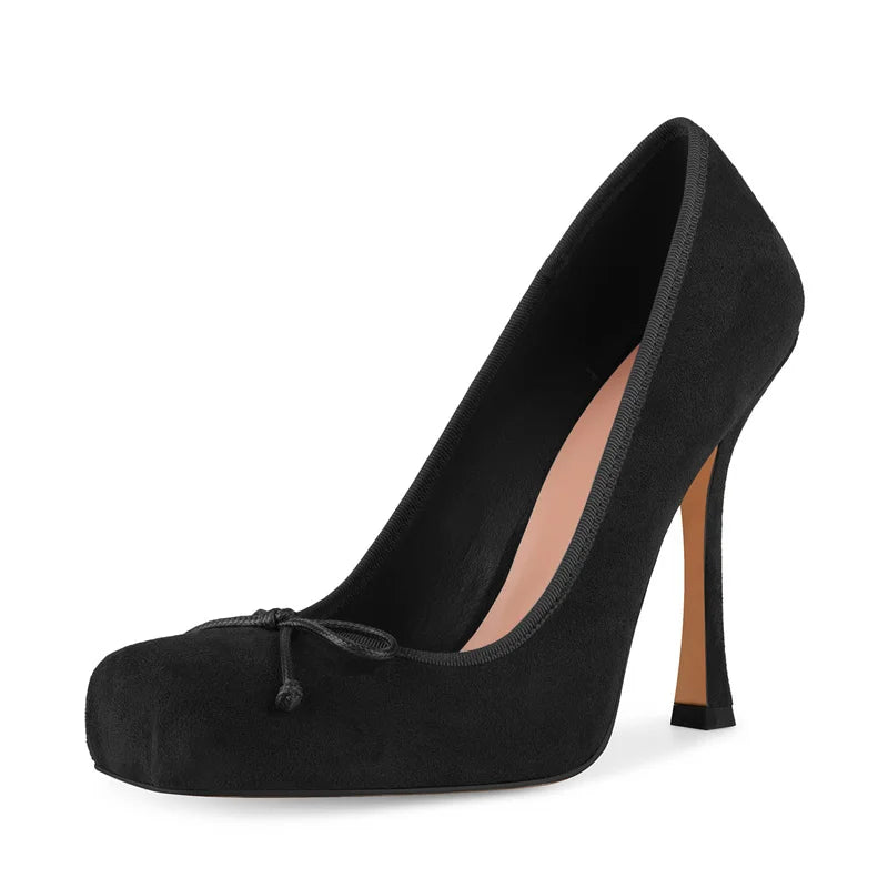 Women Square Toe Satin Pumps High Heeled Big Size  Ankle Strap Lace up Stiletto Classic Pumps Heels