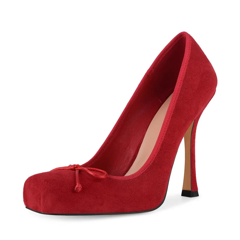 Women Square Toe Satin Pumps High Heeled Big Size  Ankle Strap Lace up Stiletto Classic Pumps Heels