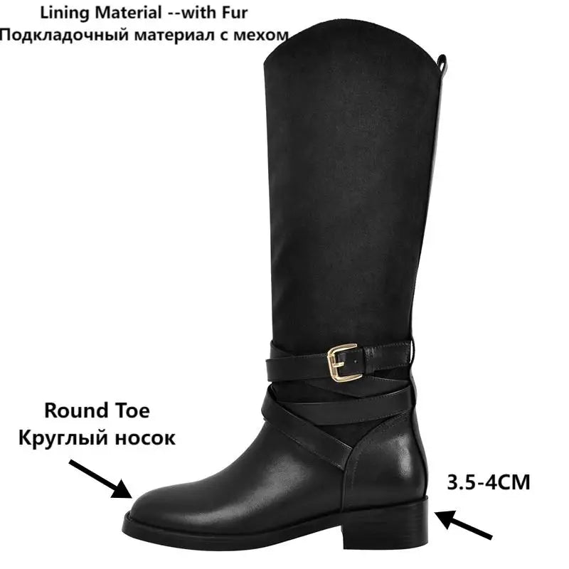 Onlymaker Women Round Toe Casual Knee Length Boots Classic Fashionable Winter Boots