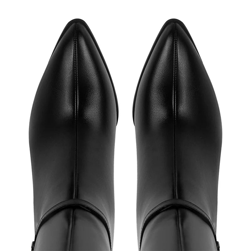 Onlymaker Women Pointed Toe Matte Wedge High Heel Knee High Boots Fall Winter Side Zipper Sexy Party Boots