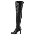 Onlymaker Women Square Toe Over knee Boots  Side Zipper Heel High Sexy Thigh Boots