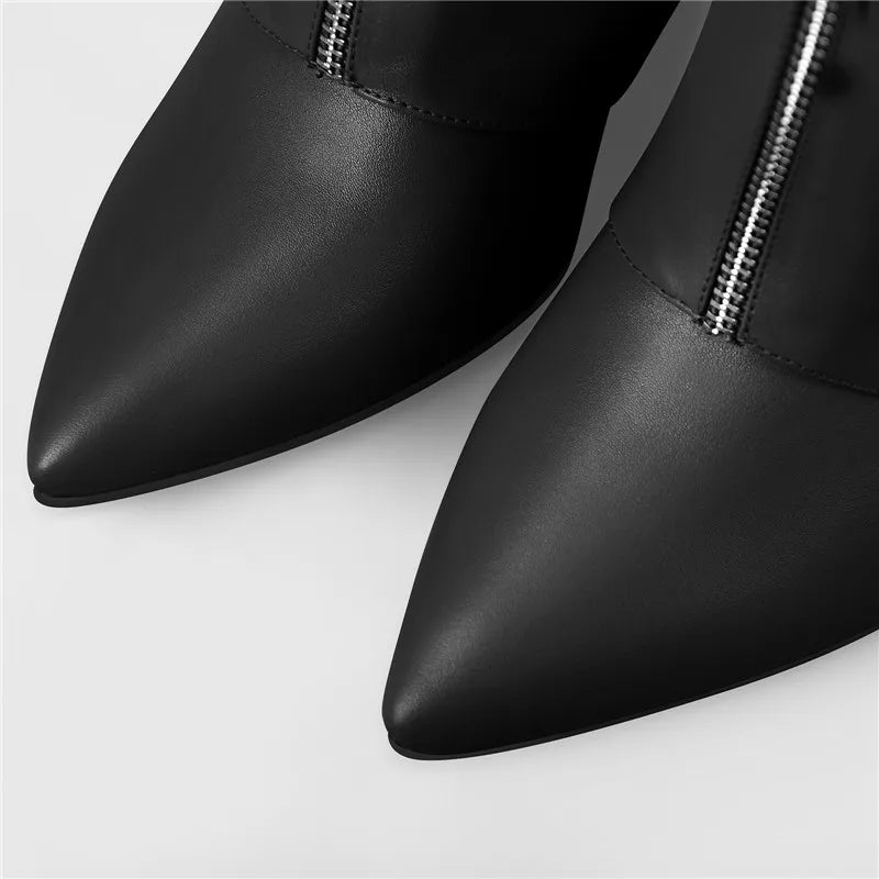 Onlymaker Knee High Boots Women Pointed Toe Black Red Wedge Heel Fold Over Matte Boots Winter Fashion Big Size  Handmade Modern