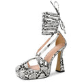 Women Open Toe Snakeskin Platform Sandals Thin High Heel  Party Evening Dress Stiletto Heels Cover Heel Sandals