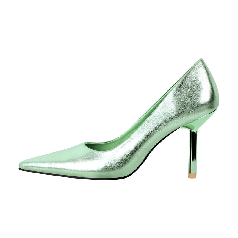 Women Pointed Toe Thin Heel Pumps Multicolor Fashion Slip On Stiletto Heels