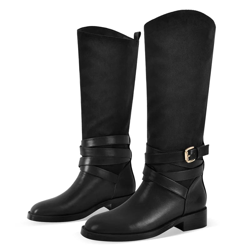 Onlymaker Women Round Toe Casual Knee Length Boots Classic Fashionable Winter Boots