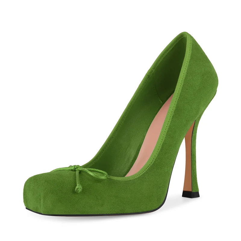 Women Square Toe Satin Pumps High Heeled Big Size  Ankle Strap Lace up Stiletto Classic Pumps Heels