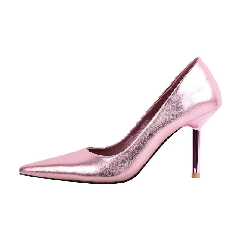 Women Pointed Toe Thin Heel Pumps Multicolor Fashion Slip On Stiletto Heels