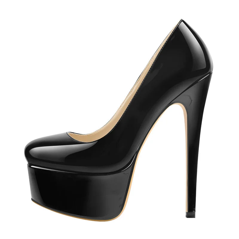 Women  Platform16CM Thin Heels Pumps Fashion Leopard Round Toe  Sexy Party Wedding Stiletto Plus Size Shoes