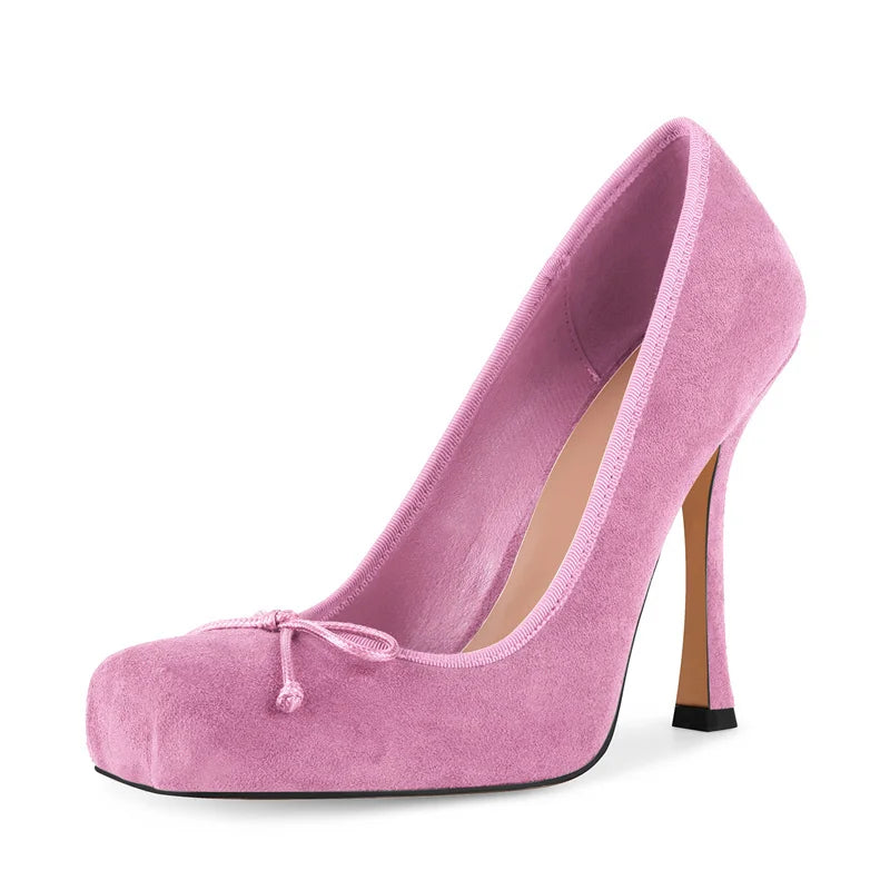 Women Square Toe Satin Pumps High Heeled Big Size  Ankle Strap Lace up Stiletto Classic Pumps Heels