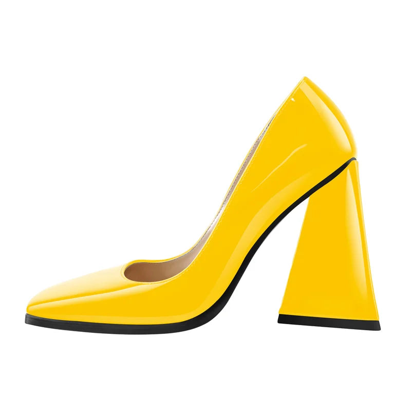 Women's Pumps Square Toe Triangle Block High Heels Black Nude Fashion Office Party Dress Big Size Pumps