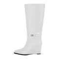 Onlymaker Women Pointed Toe Matte Wedge High Heel Knee High Boots Fall Winter Side Zipper Sexy Party Boots