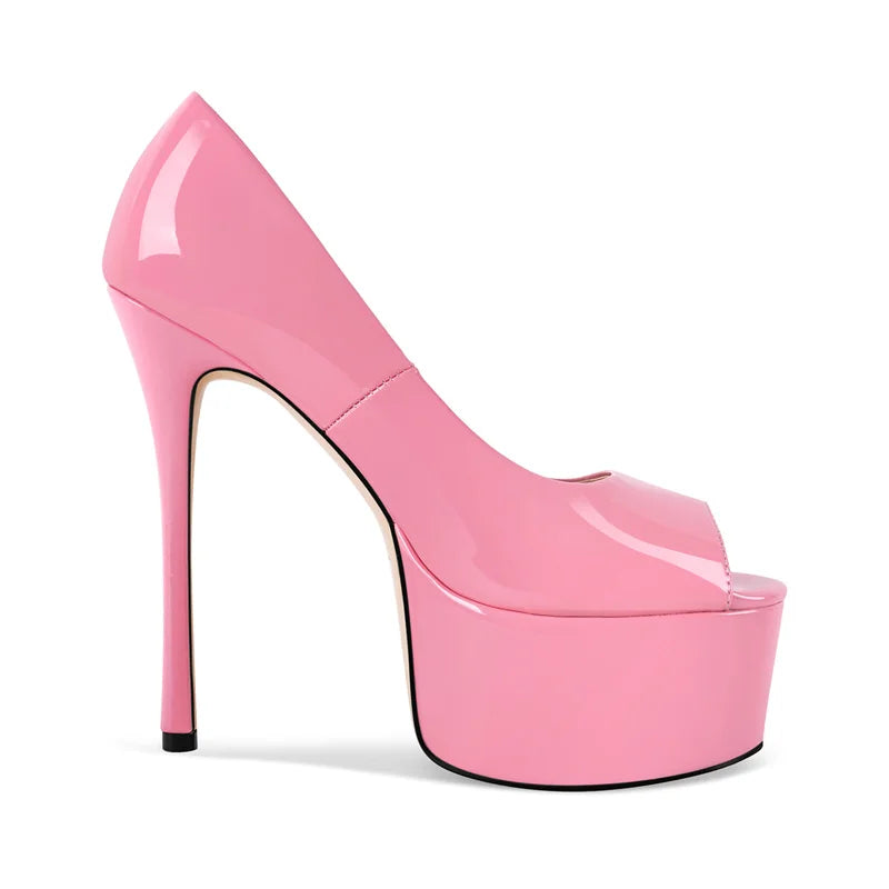 Women  Pointed Toe Pink Platform Pumps High Heeled Big Size Slip On Women Stiletto Pumps