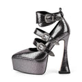 Women Platform Pointed Toe Multi-Buckle Gladiator High Heel Pumps Gothic Shoes
