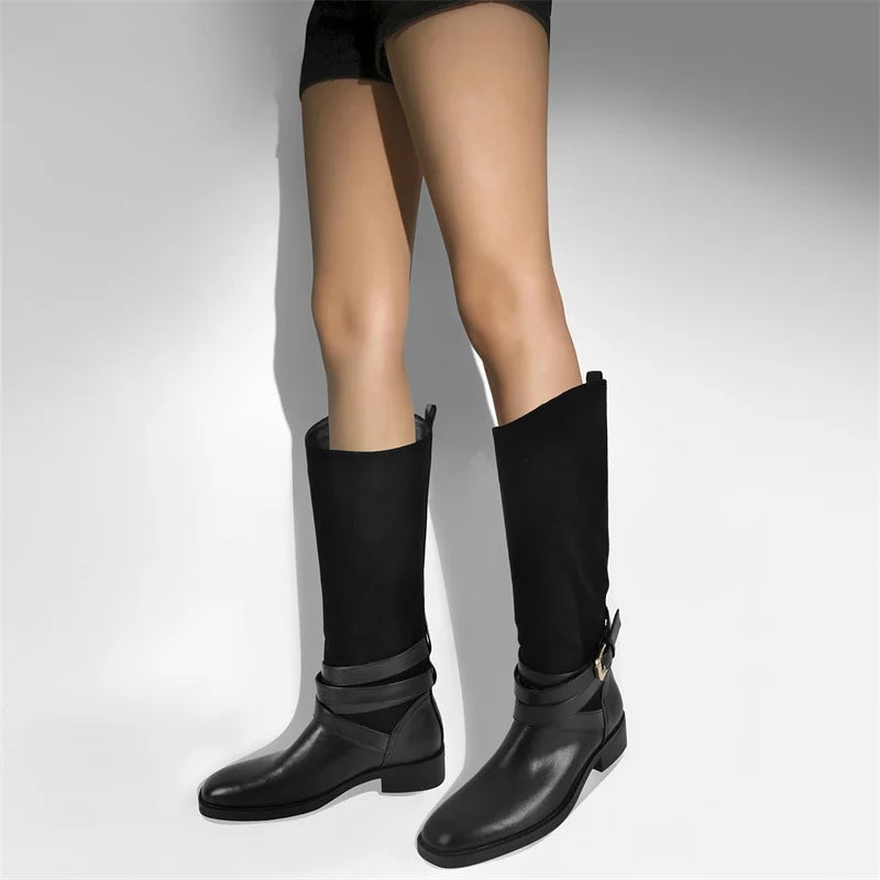 Onlymaker Women Round Toe Casual Knee Length Boots Classic Fashionable Winter Boots