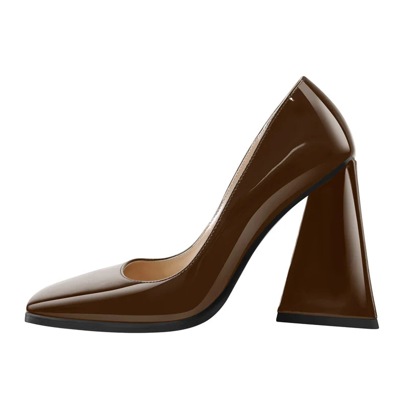 Women's Pumps Square Toe Triangle Block High Heels Black Nude Fashion Office Party Dress Big Size Pumps