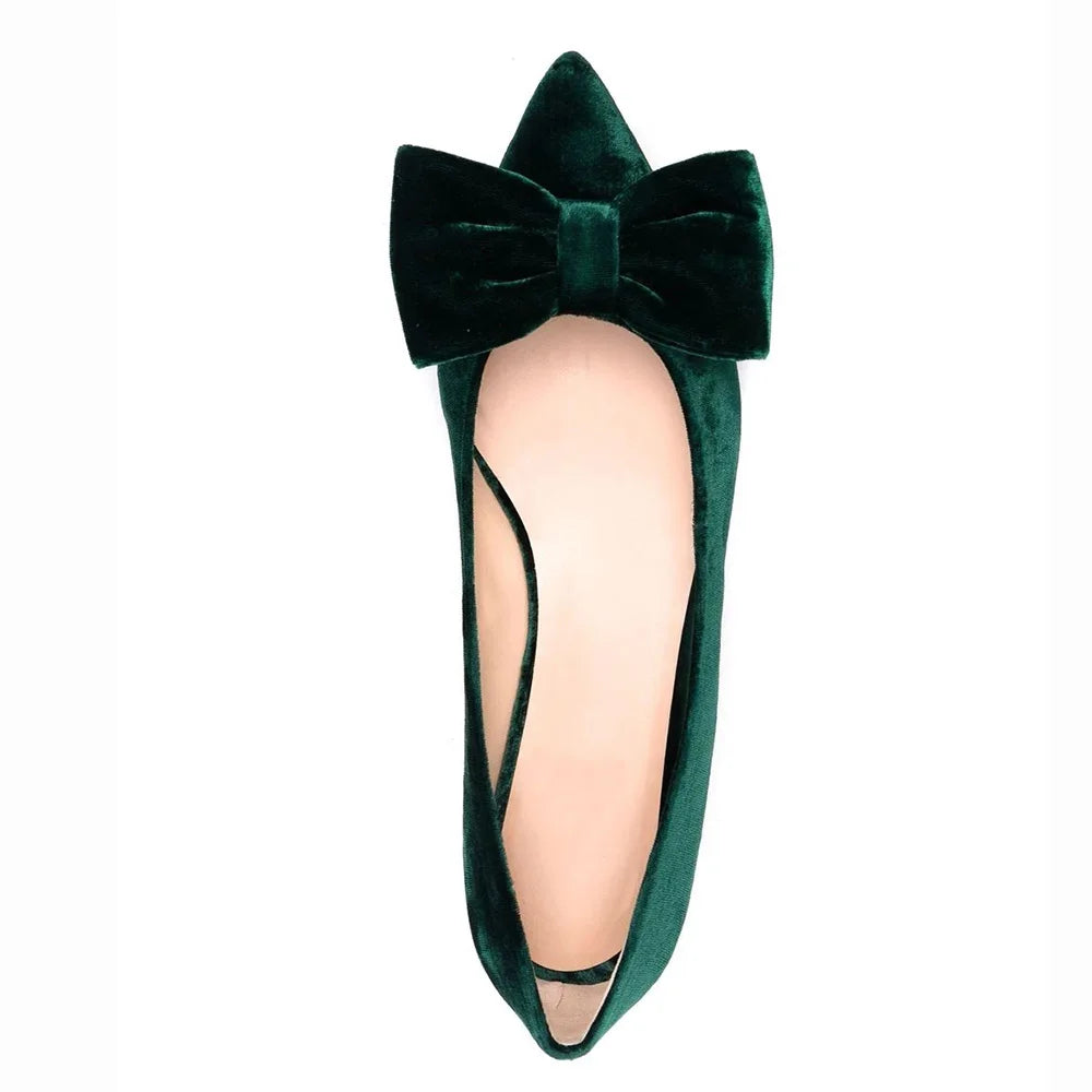 Pointed Toe Bow Shoes Casual Bowknot Flats for Women Party Pumps Plus Size