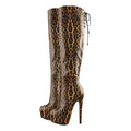 Onlymaker Women Platform Over The Knee High Boots Leopard Print Zip Thin High Heel Big Size Stiletto Sexy Woman Boots