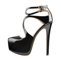 Women 16CM High Heel Ankle Strap Platform Stilettos Pointed Toe  Sandals Pumps Big Size Heels