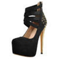 Women  Platform Stiletto 15~16CM High Heel Strappy Pumps Metallic Rivet Studded Back Zipper Shoes Plus Size US5~US15