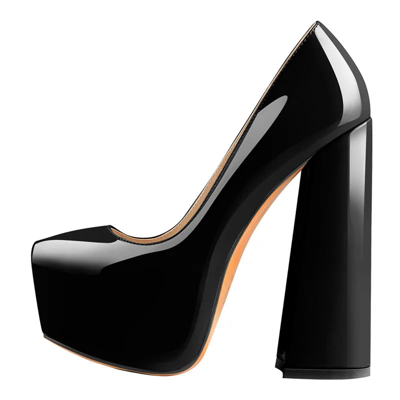 Womens Pumps Round Toe Platform 16CM Chunky High Heels Ankle Strap Dress Hoof Thick Heels Shoes Big Size Shoes