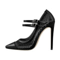 Women Pointed Toe Fashion Thin Heels Mesh Pumps Shoes Woman Big Size Pumps