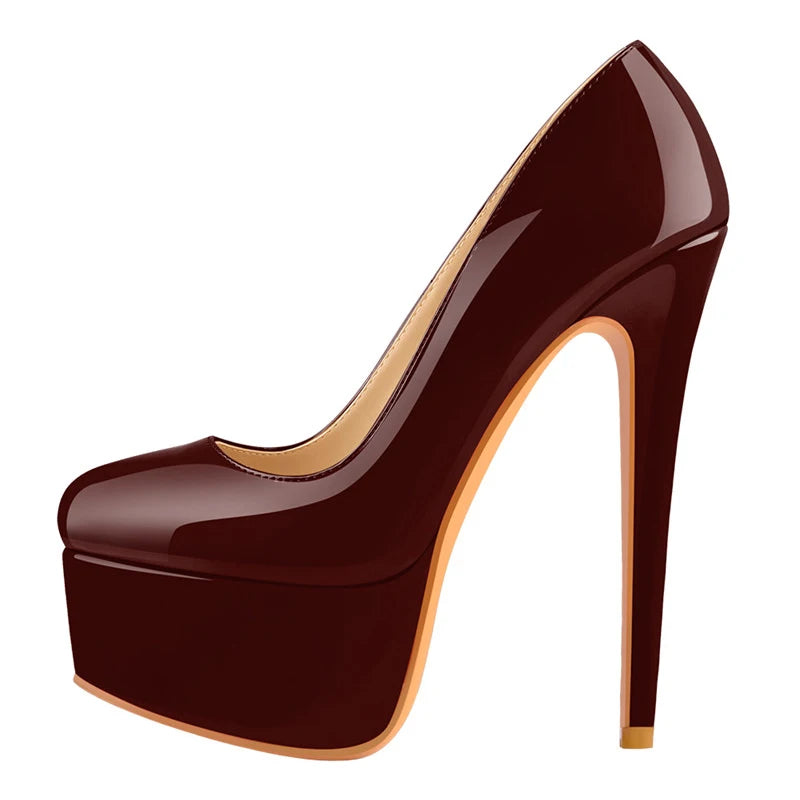 Women  Platform16CM Thin Heels Pumps Fashion Leopard Round Toe  Sexy Party Wedding Stiletto Plus Size Shoes