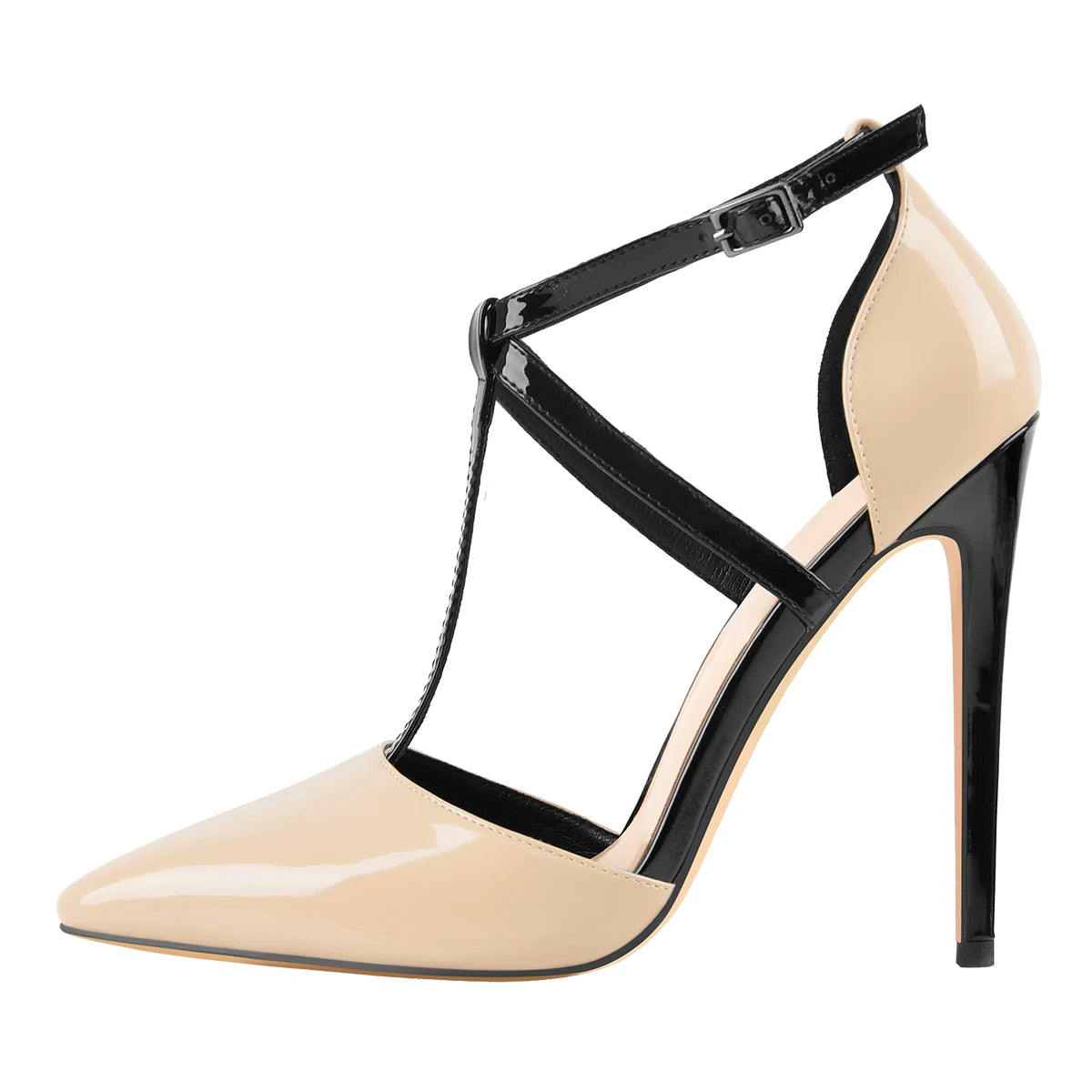 Women Pointed Toe T-Strap Stiletto 12cm High Heel Pumps  Plus Size Elegant Ladies  Summer Shoes