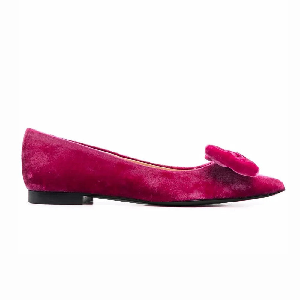 Pointed Toe Bow Shoes Casual Bowknot Flats for Women Party Pumps Plus Size