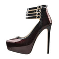 Women Platform Pointed Toe Mary Jane  Pumps Ankle Strap Stiletto Dress Buckle  Shoes Big Size Fashion Pumps