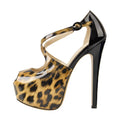 Women Peep Toe Platform Cross Strap Heels 16cm Thin High Heel Sexy Wedding Party Dress Stilettos Big Size Pumps