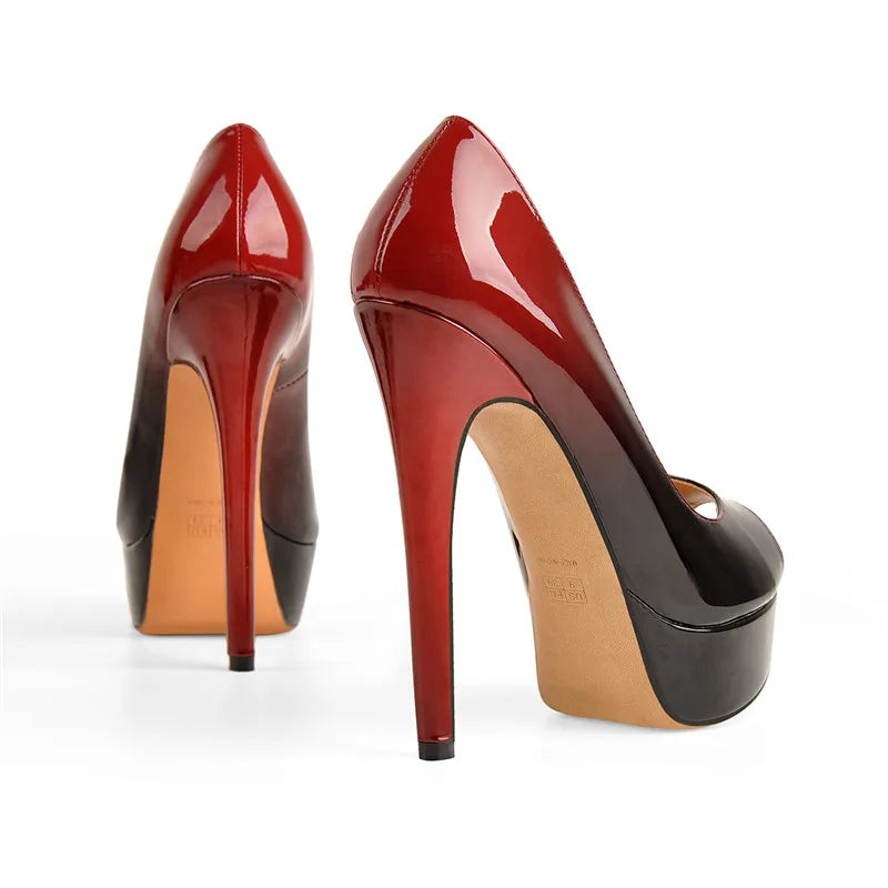 16CM Women's Sexy Peep Toe Platform Stiletto Slip On Super High Heel Pumps Party Dress Shoes plus size US 15