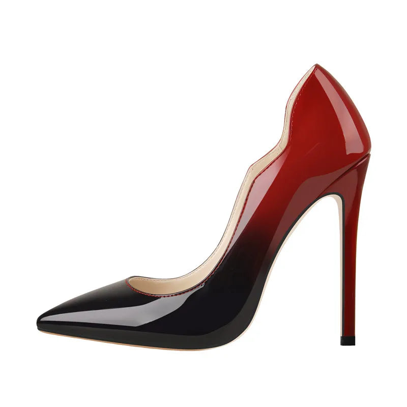 Women Pointed Toe 12CM Slip On Thin Heels Sexy Heeled Stiletto Gradient Colorful Wedding Dress Party  Fashion Pumps