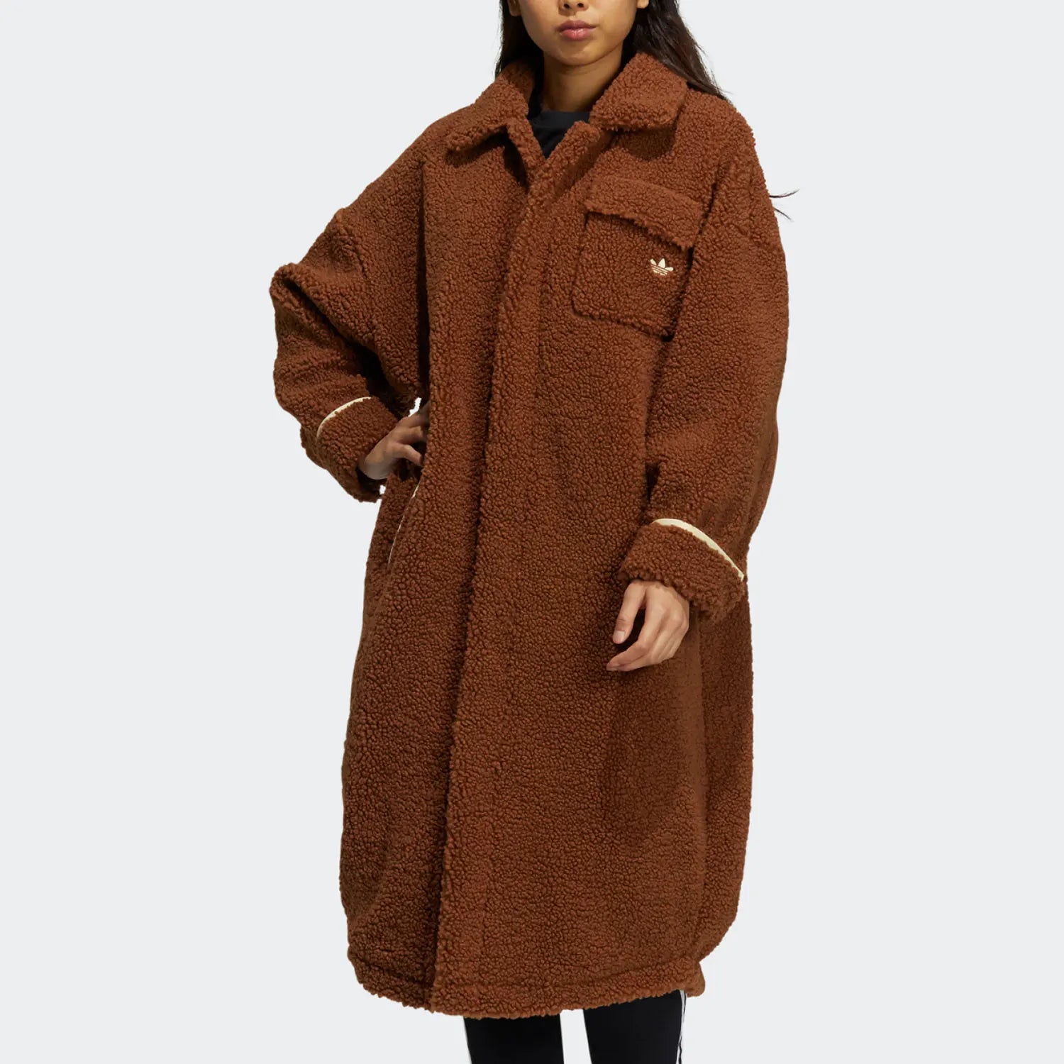 Adidas Official Genuine Three Stripes Women's Long Warm Fleece Coat HC0310