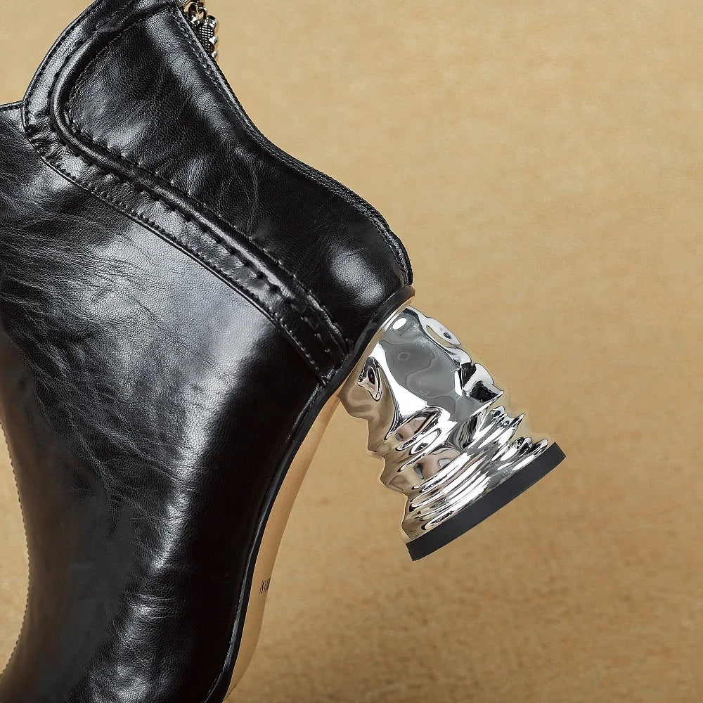 Handmade Genuine Leather Women's Soft comfortable Ankle Boots Luxury Minimalist Shoes Vintage Style Female Foot