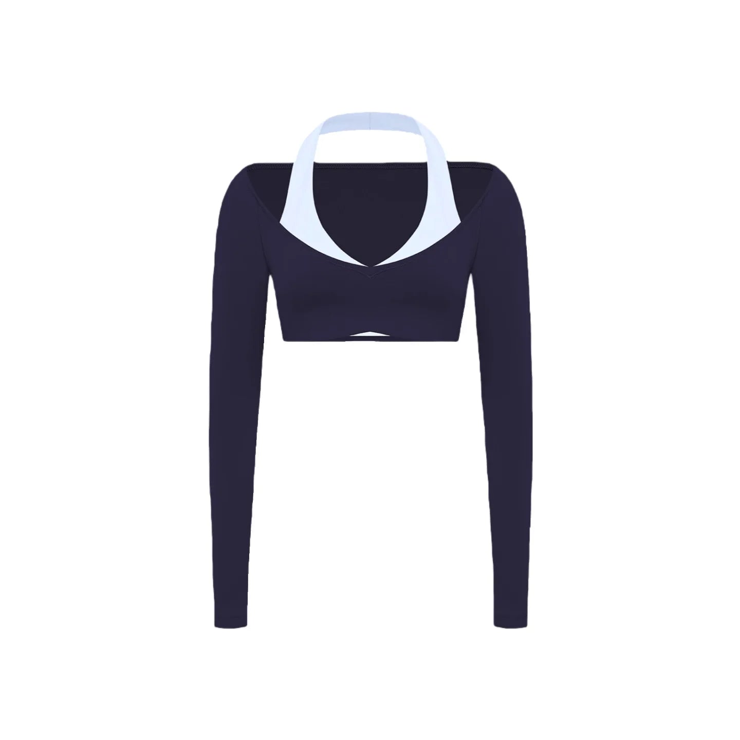 Women's Fake Two-Piece Sports Long Sleeve Halter Neck Pilates Yoga Shirt Slim Fit Fitness Sports Top Leggings Workout Tights