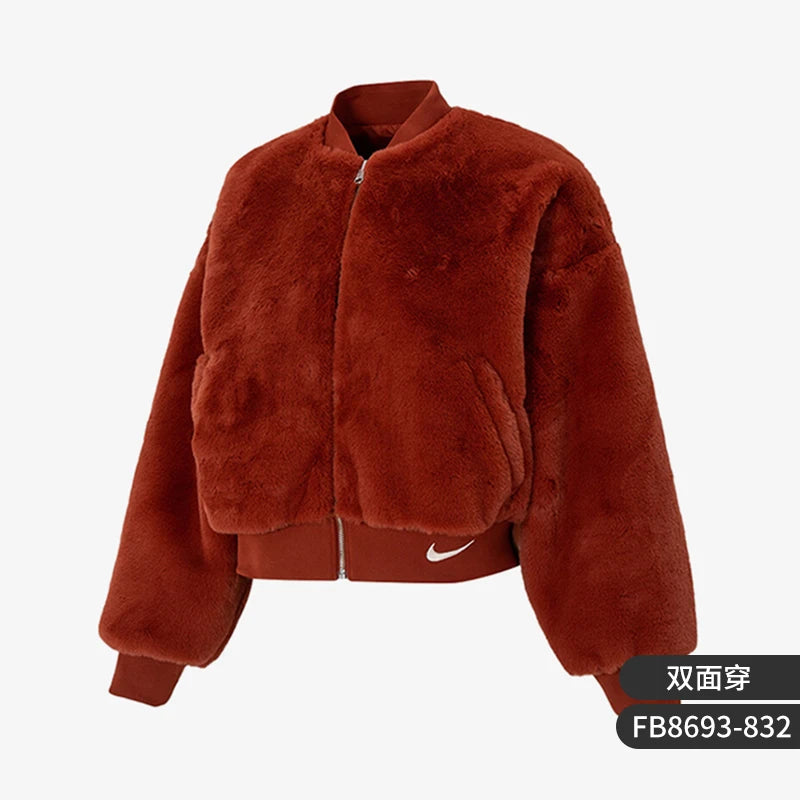 Nike Official Genuine New Women's Fashion Warm Double-Sided Casual Jacket FB8693-832