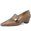 Retro Handmade genuine leather Soft comfortable women new style Square toe Mid heel versatile elegant shoes 33-43