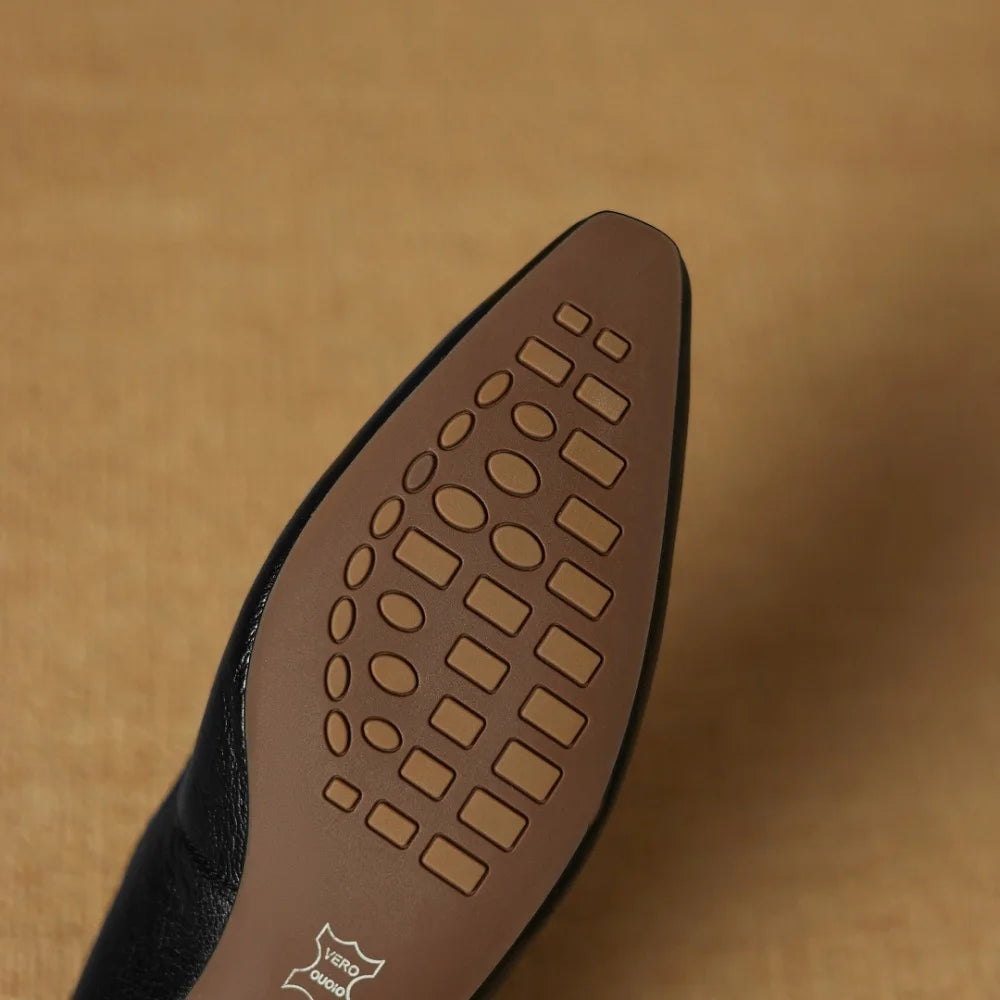 Handmade Genuine Leather Shallow Mouth Soft and comfortable Square Head Flat Sole Single Shoes Women's New 34-40