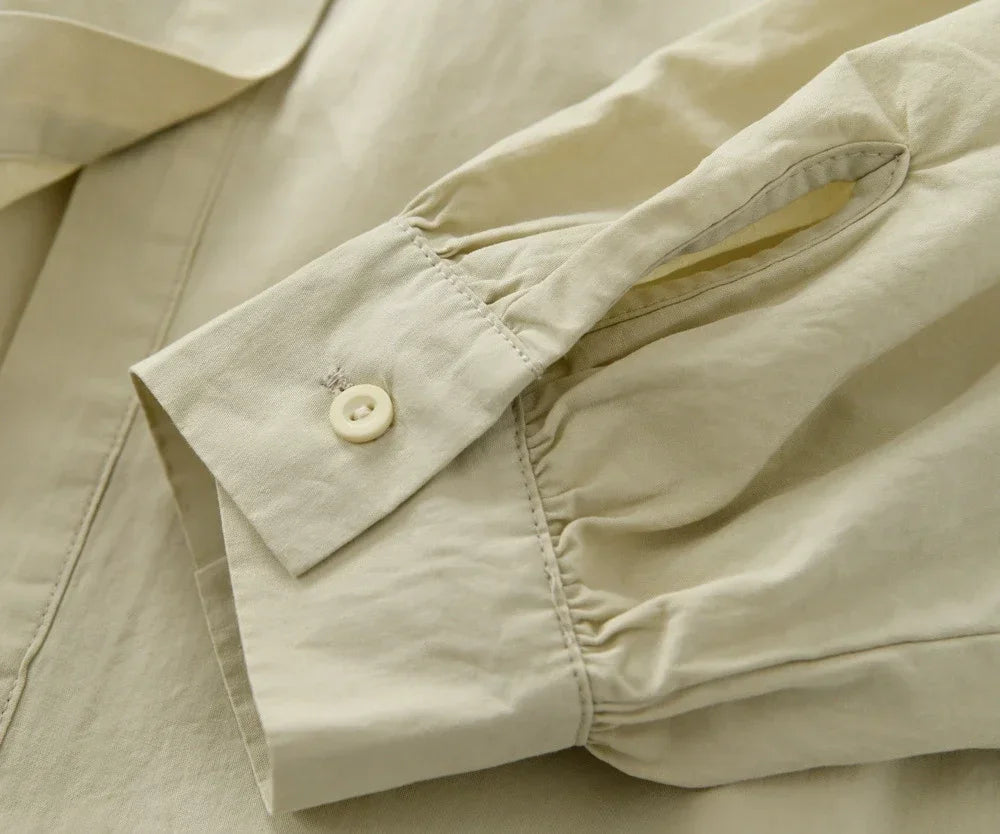 100% Cotton Vintage Elegant Chic Long Puff Sleeve Ruffled Collar Loose Blouse 2025 Fall Spring Sweet Victorian Edwardian Shirt