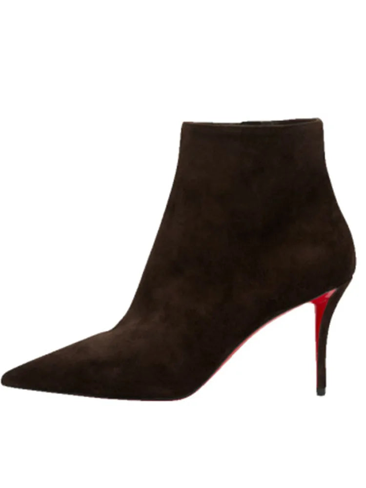 Women's New Slim Fit High-heeled Short Boots, Spring and Autumn Fashion Pointed Side Zipper Size 34-46, Knee High Women's Boots