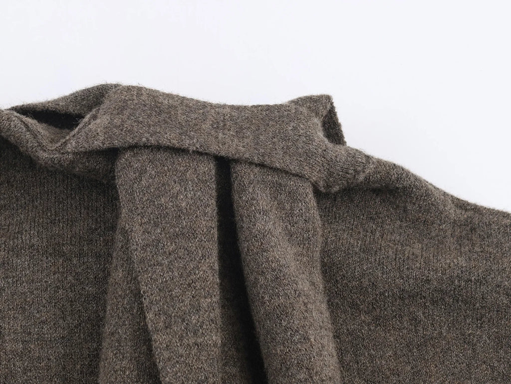 2025 Winter New Product Women's Clothing Double breasted Invisible Button Long Sleeve Big Match Scarf Knitted Short Coat Coat