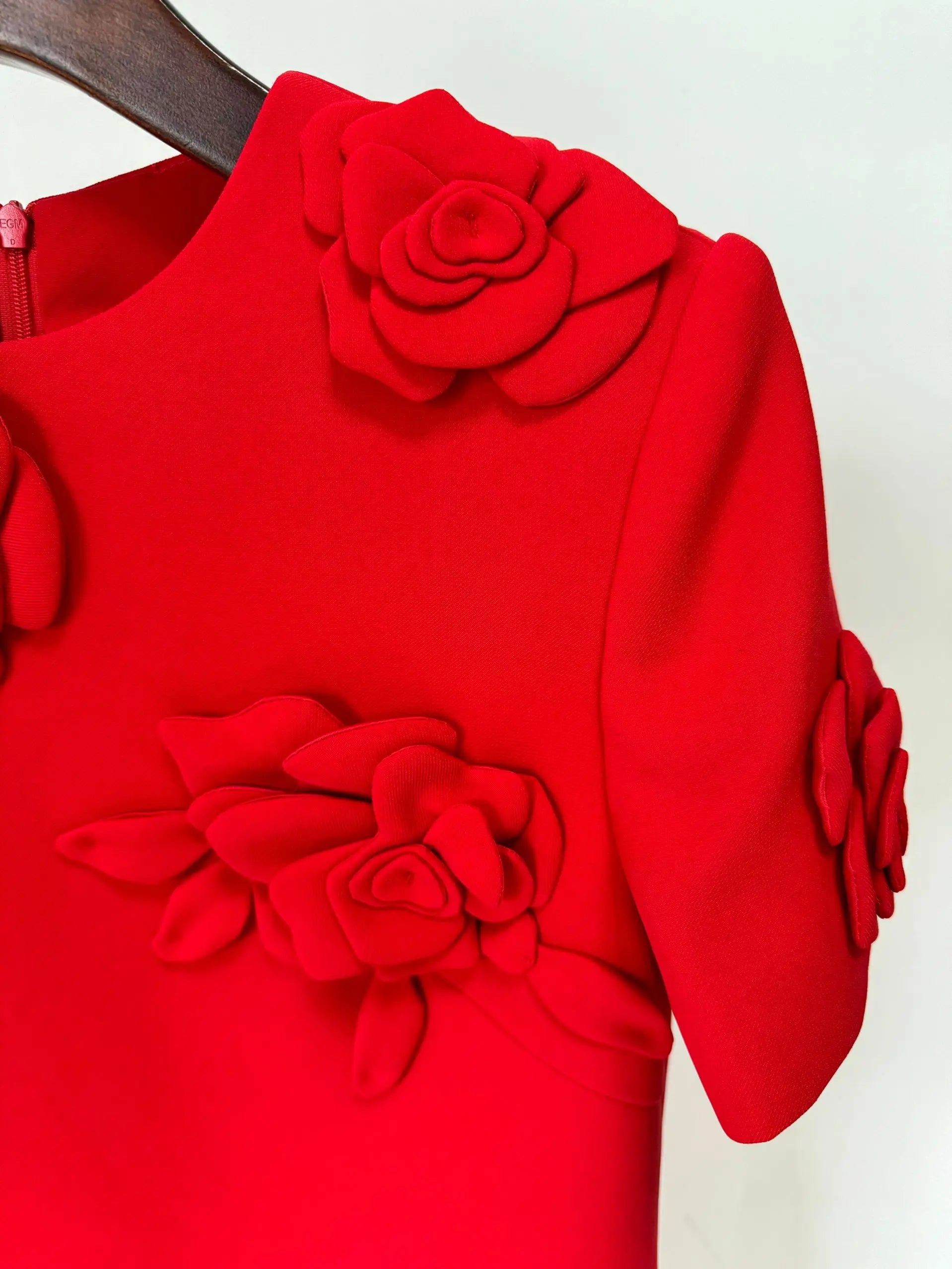 STREET Newest Fashion 2026 Designer Women's Short Sleeve Flowers Appliques Dress